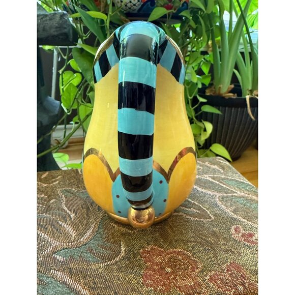 Colorful Hand-Painted Seymour Mann Carnaby Street Ceramic Pitcher With Stripes - Picture 4 of 6